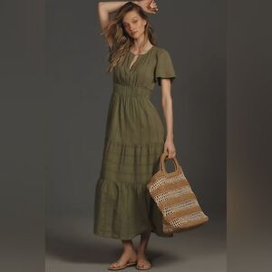 Anthropologie The Somerset Maxi Dress In Moss Green Size Small NWT